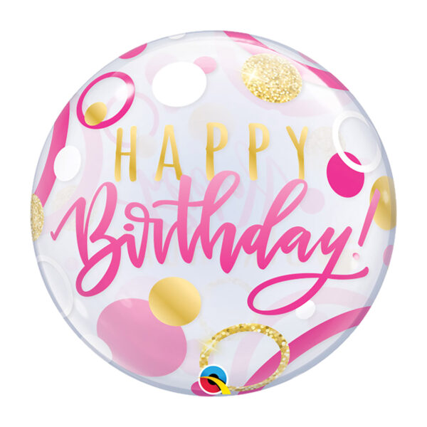 Folienballon Rund "Happy Birthday" rosa