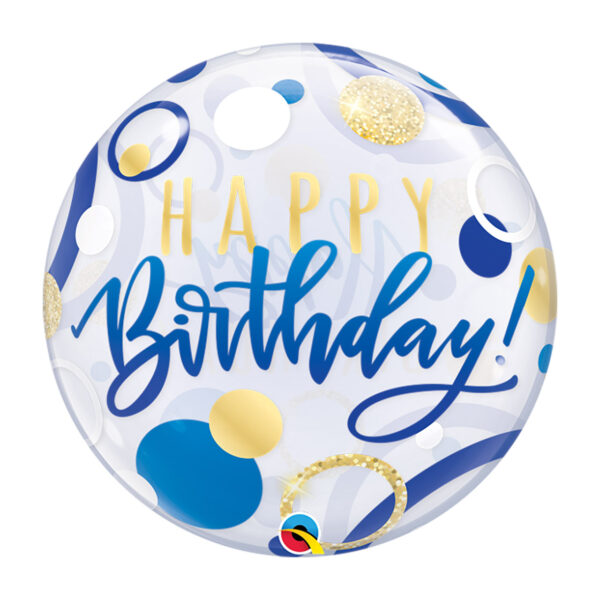 Folienballon Rund "Happy Birthday" blau