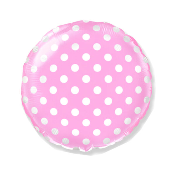 Dekorativer Folienballon Rund, Pink mit Punkten