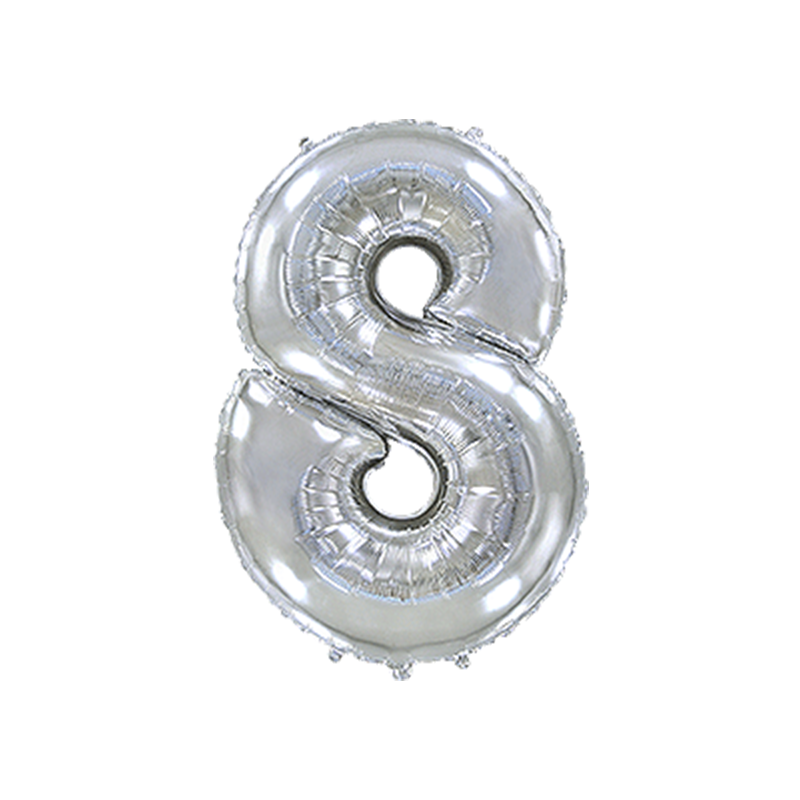 Folienballon Zahl 8 - Silber