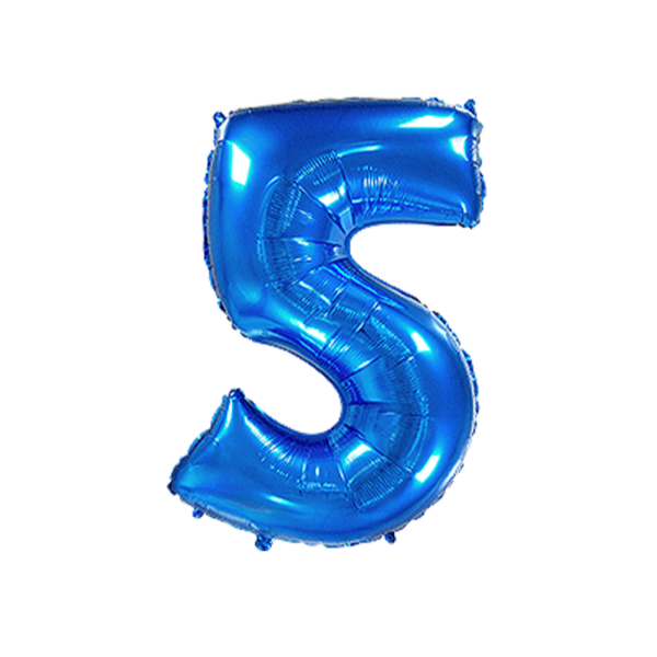 Folienballon Zahl 5 - Blau