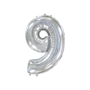 Folienballon Zahl 9 - Silber