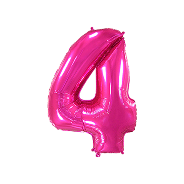 Folienballon Zahl 4 - Pink
