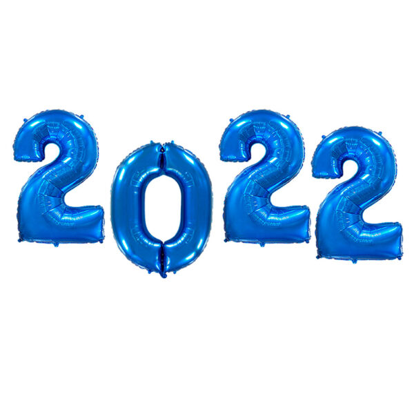 Folienballon-Set für Silvester mit der Jahreszahl 2022 in blau