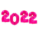 Folienballon-Set für Silvester mit der Jahreszahl 2022 in pink