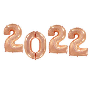 Folienballon-Set für Silvester mit der Jahreszahl 2022 in Roségold
