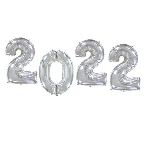 Folienballon-Set für Silvester mit der Jahreszahl 2022 in Silber