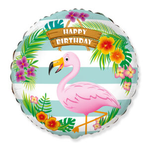 Folienballon Happy Birthday Flamingo