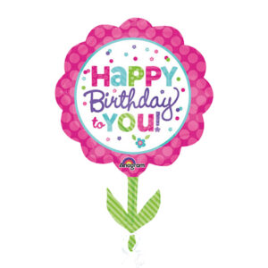 Ballon Happy Birthday Pink Flower