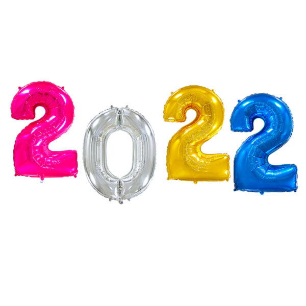 Folienballon-Set für Silvester mit der Jahreszahl 2022