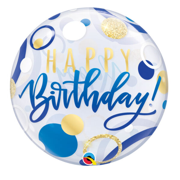 Luftballon in Kugelform, Transparent mit einem "Happy Birthday!" Schriftzug