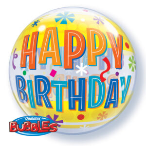 Luftballon in Kugelform mit "Happy Birthday" Schriftzug