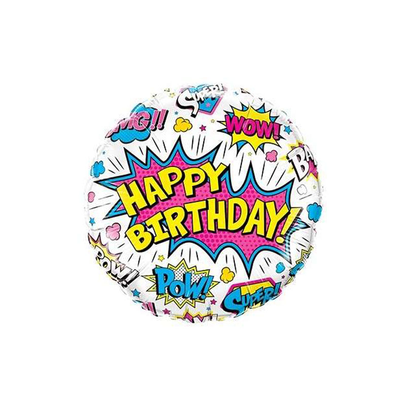 Luftballon mit einem Schriftzug "Happy Birthday!", rund
