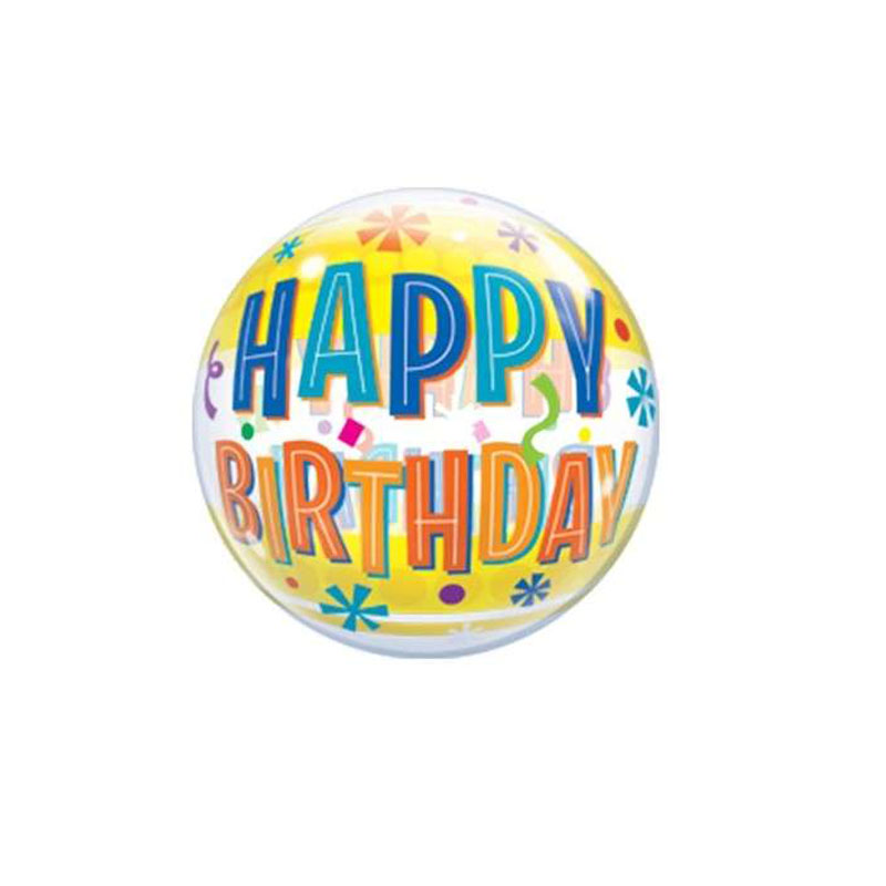 Luftballon in Kugelform mit einem "Happy Birthday" Schriftzug