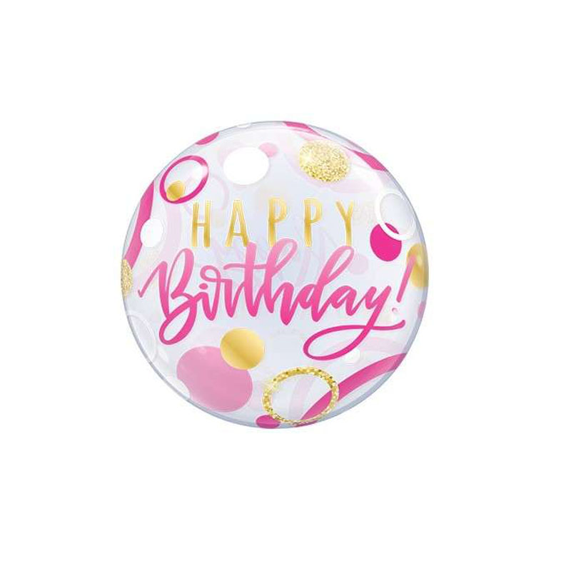 Luftballon in Kugelform mit einem Schriftzug "Happy Birthday"