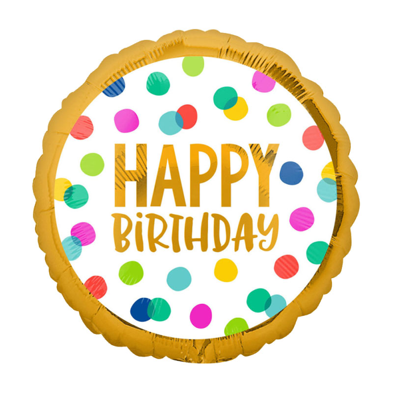 Luftballon mit "Happy Birthday" Schriftzug, rund, verschiedene Farben