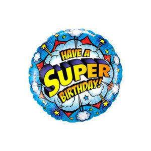 Luftballon mit einem Schriftzug "Have a super Borthday!", rund