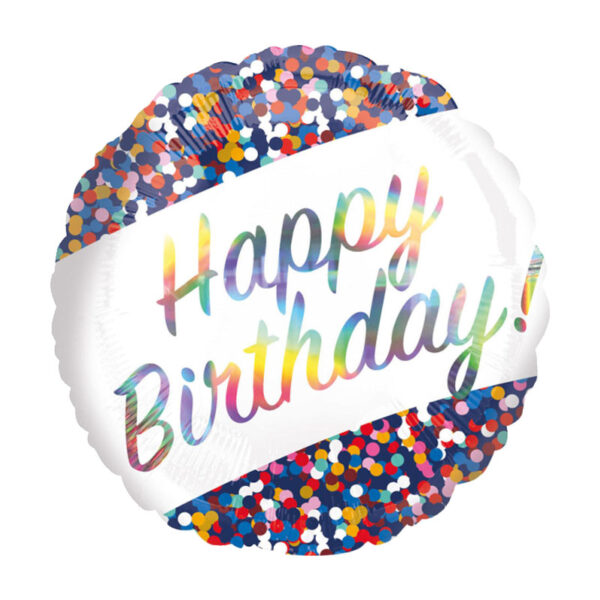 Luftballon mit einem "Happy Birthday" Schriftzug, rund, fluorescent