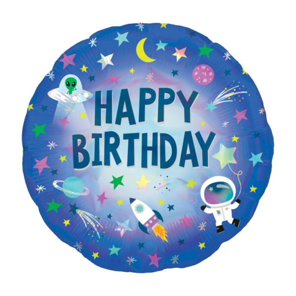 Luftballon Happy Birthday outter space