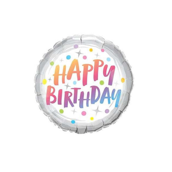 Luftballon mit einem "Happy Birthday" Schriftzug, rund