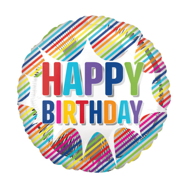 Luftballon mit einem "Happy Birthday" Aufdruck - Striped Burst