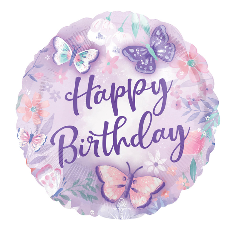 Luftballon mit "Happy Birthday" Schriftzug, rund