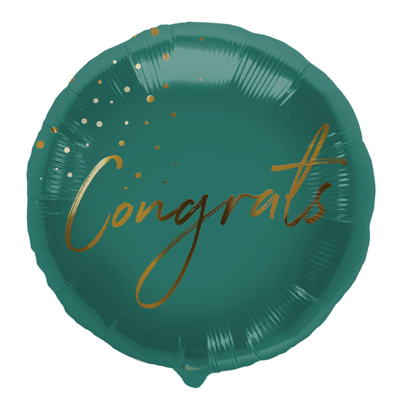 Runder Luftballon mit einem "Congrats" Aufdruck