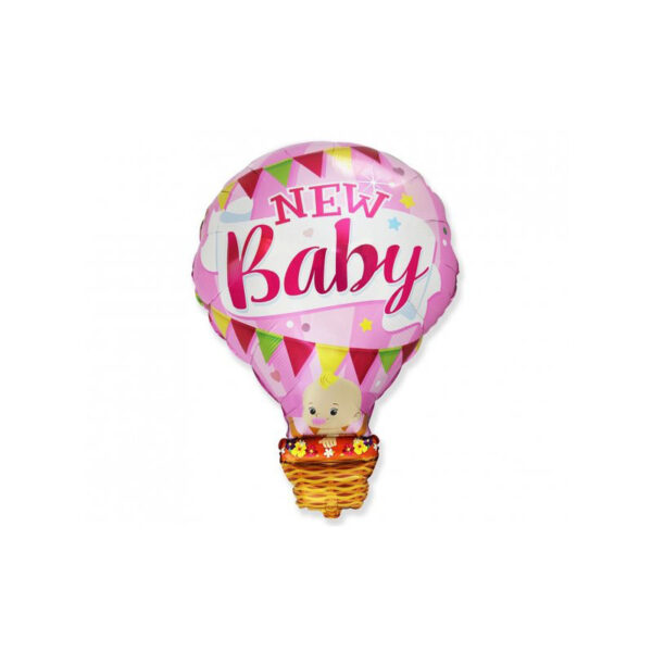 Luftballon in Form eines Heißluftballons mit Schriftzug "New Baby"