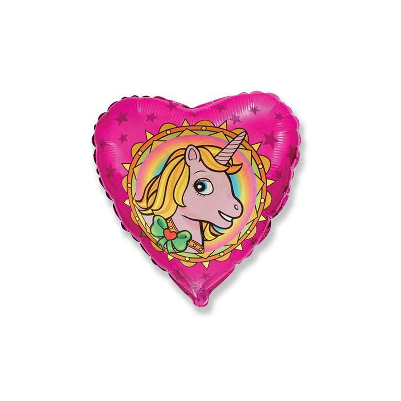 Luftballon, Herzform, rosa, Einhorn