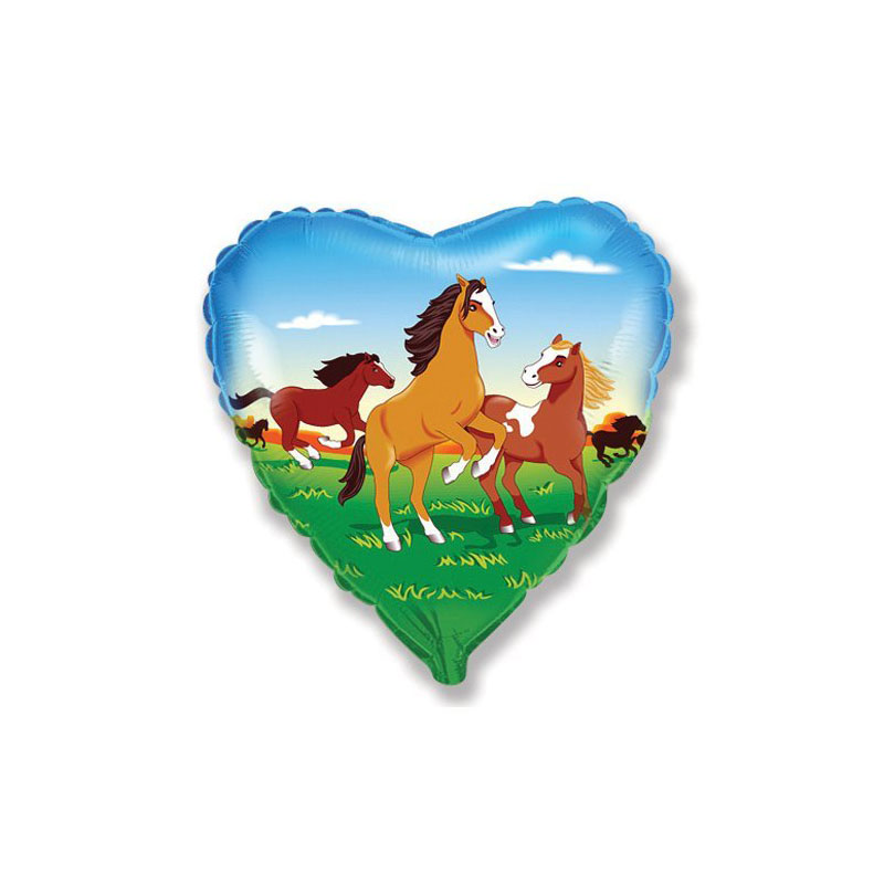 Luftballon, Pferdeherz, Herzform, Grün-Blau