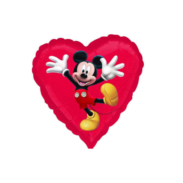 Luftballon, Mickey Mouse Herz, Rot