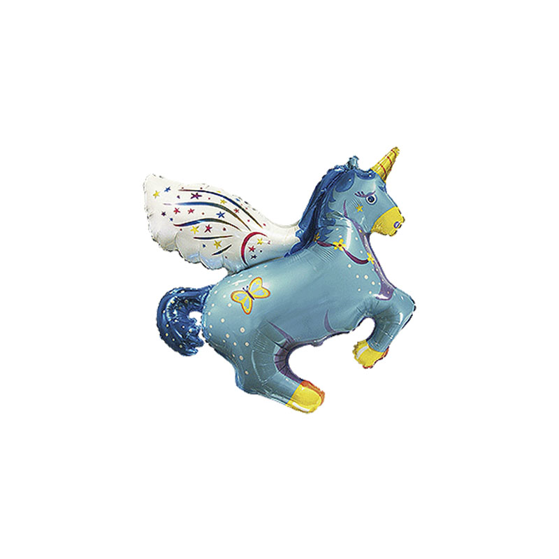 Luftballon fliegender Einhorn, blau